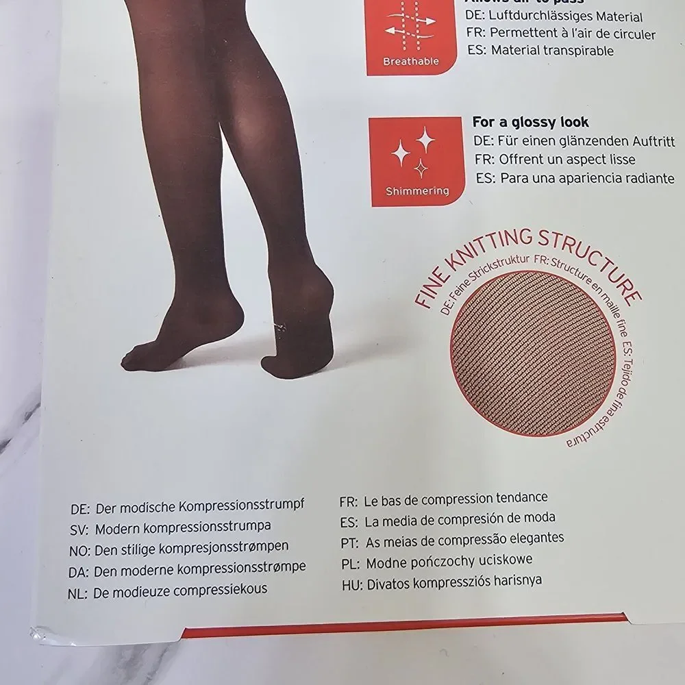 JOBST XL‎ Classic Black UltraSheer Thigh High w/ Lace Silicone Top Band